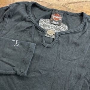 Harley Davidson Womens XL Black Long‎ Sleeve Shirt Joplin, MO Silver Emblem